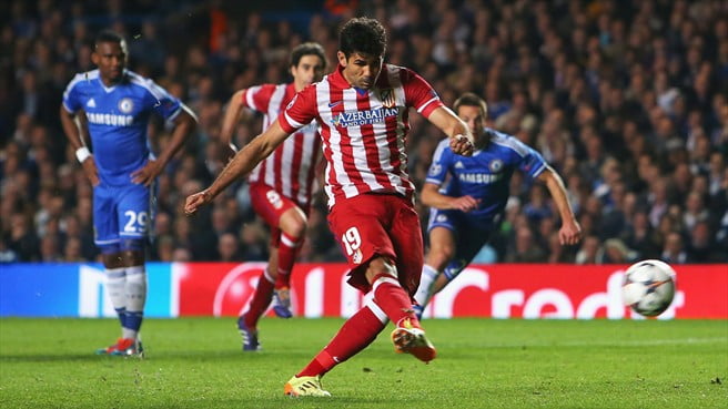 Diego Costa, de grande penalidade, voltou a marcar na Liga dos Campeões  Fonte: UEFA