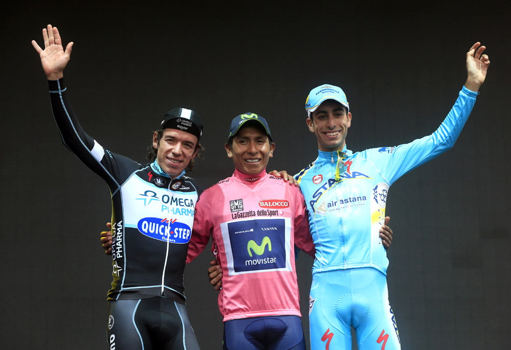 Nairo Quintana e Rogoberto Uran - dois colombianos nos dois primeiros postos da classificação geral  Fonte: www.cyclingweekly.co.uk