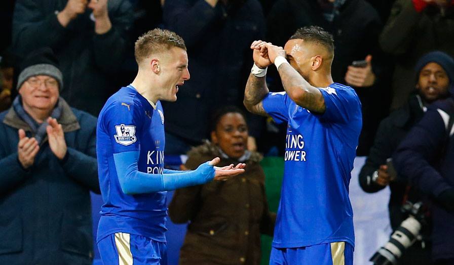 A dupla Vardy-Mahrez tem sido a mais prolífica do campeonato e já levam 32 golos no campeonato Fonte: Leicester City FC